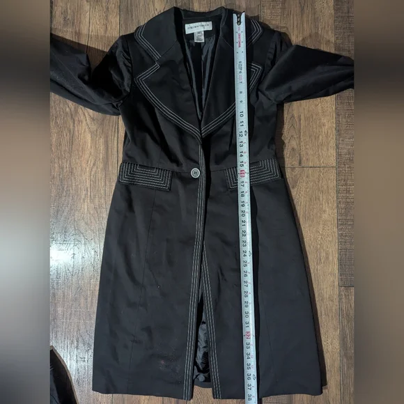 Jones New York Suit Women's Black Lab Coat & Skirt White Accent Size 4 Vintage - Picture 8 of 16